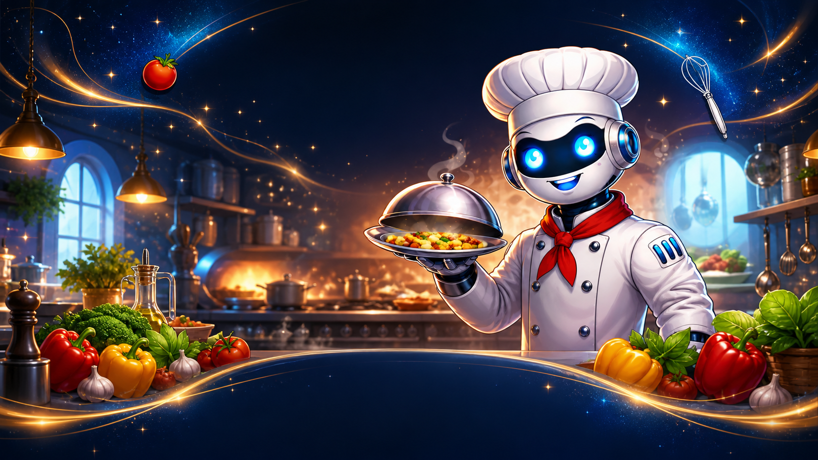 Robot chef presenting a meal in the Chef's ACO kitchen